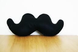 Handmade Black Felt Moustache Cushion Geek Mancave Decor - thumbnail 1