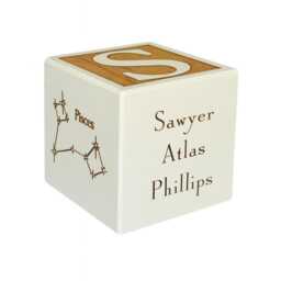 Zodiac Constellation Engraved Baby Block Personalized Birth Stats Keepsake - thumbnail 1