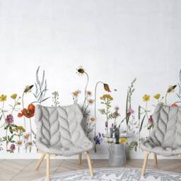Botanical Meadow Flower Wall Decal Border - Easy To Apply Peel & Stick Floral Stickers For Nursery Decoration Decor - thumbnail 3