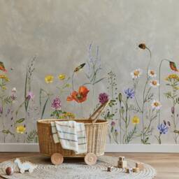 Botanical Meadow Flower Wall Decal Border - Easy To Apply Peel & Stick Floral Stickers For Nursery Decoration Decor - thumbnail 1