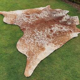 Exotic Brown Cowhide, Spotted Real Cow Skin Rug, Living Room Custom Area Leather Home Decor Gift For Her, Handmade Upholstery Rug - thumbnail 3
