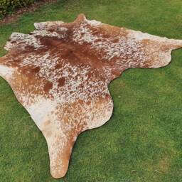Exotic Brown Cowhide, Spotted Real Cow Skin Rug, Living Room Custom Area Leather Home Decor Gift For Her, Handmade Upholstery Rug - thumbnail 2