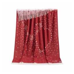 Red Hearts Wool Throw - Woven Blanket Made From Recycled Merino - thumbnail 2