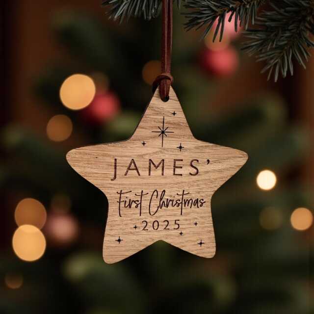 Christmas Personalised Baby's First Star Bauble - 2025 Tree Decoration New Baby - image 1