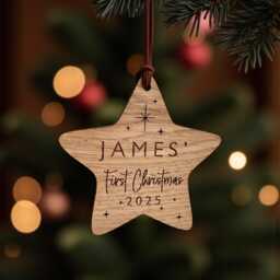 Christmas Personalised Baby's First Star Bauble - 2025 Tree Decoration New Baby - thumbnail 1