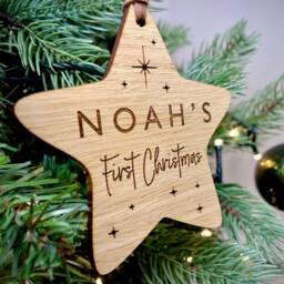 Christmas Personalised Baby's First Star Bauble - 2025 Tree Decoration New Baby - thumbnail 2