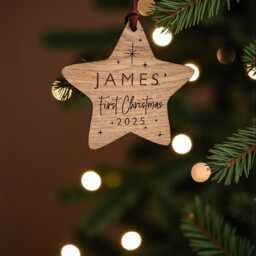 Christmas Personalised Baby's First Star Bauble - 2025 Tree Decoration New Baby - thumbnail 3