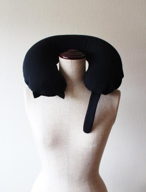 Black Cat Cotton Travel Inflatable Neck Pillow - image 1