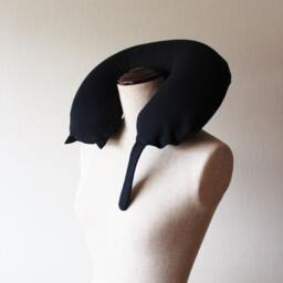 Black Cat Cotton Travel Inflatable Neck Pillow - thumbnail 2