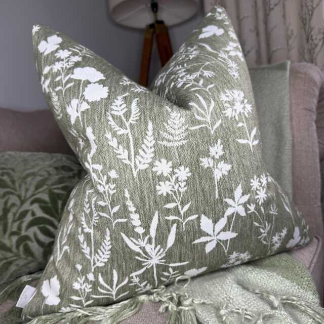 Fiorella Floral Cushion Cover John Lewis Avocado Fabric Handmade Pillow Sham Green Botanical Decor Sofa Bed Scatter - image 1