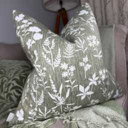 Fiorella Floral Cushion Cover John Lewis Avocado Fabric Handmade Pillow Sham Green Botanical Decor Sofa Bed Scatter - thumbnail 1