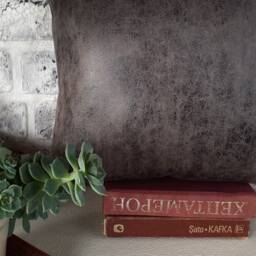 Rustic Dark Gray Vegan Leather Pillow Cover Modern Scandinavian Home Decor - thumbnail 3