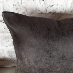 Rustic Dark Gray Vegan Leather Pillow Cover Modern Scandinavian Home Decor - thumbnail 4