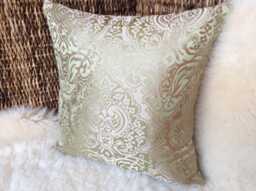 Jacquard Palazzo Soft Green/Beige, Decorative Cushion Cover, Elegant Shine, Oriental Ornaments, High-Quality Designer Fabric, Cover Pillow - thumbnail 1