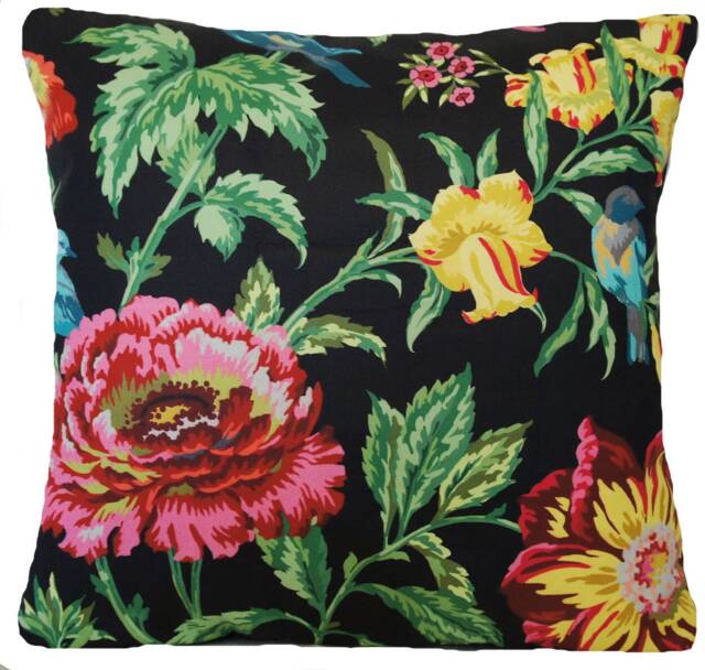 Floral Bird Cushion Cover Schumacher Avondale Night Garden Cotton Pillow - image 1
