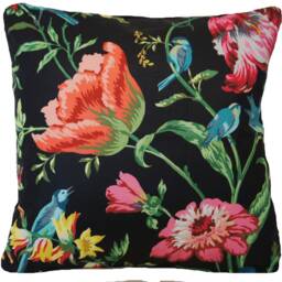 Floral Bird Cushion Cover Schumacher Avondale Night Garden Cotton Pillow - thumbnail 3