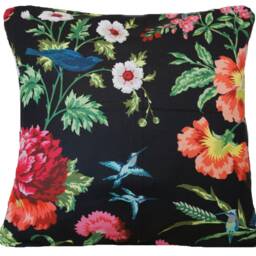 Floral Bird Cushion Cover Schumacher Avondale Night Garden Cotton Pillow - thumbnail 2