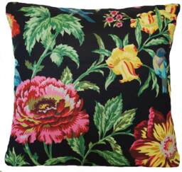Floral Bird Cushion Cover Schumacher Avondale Night Garden Cotton Pillow