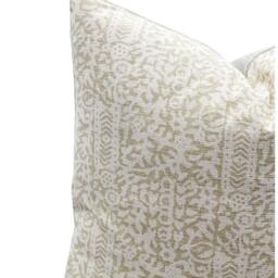 Authentic Hmong Pillow Cover in Light Tan, Neutral Cover, Boho Pillow, Decorative Throw For Fall, Farmhouse - thumbnail 2