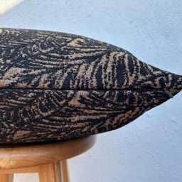 Modern Black & Brown Linen Leaf Pillow Cover, Cushion For Sofa, Bed Or Chair, Botanical Lumbar - All Duties Paid Usa - thumbnail 4