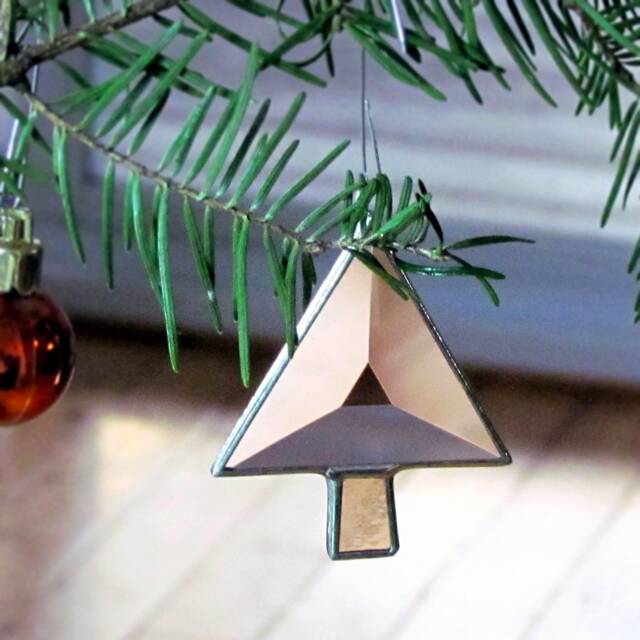 stained Glass Christmas Tree Ornament Beveled Suncatcher, Gift Boxed - image 1
