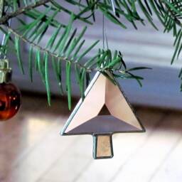 stained Glass Christmas Tree Ornament Beveled Suncatcher, Gift Boxed
