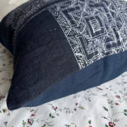 "Handcrafted Hmong Pillow Cover Indigo Hemp, Vintage Textile - 18"" X 18" - thumbnail 4