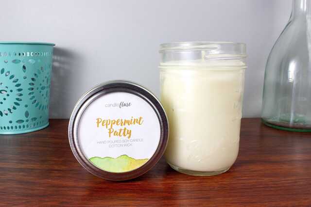 Peppermint Patty Soy Candle in Half Pint Mason Jar, Scented Candle, Wood Wick Winter Jar - image 1