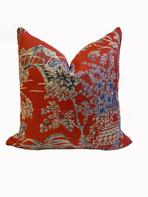 Brunshwig & Fils Tongli Red Cushion Cover Pillow Double Sided - image 1