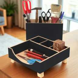 Wooden Desk Organizer With Pen Holder Office Storage Set - thumbnail 4