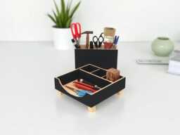 Wooden Desk Organizer With Pen Holder Office Storage Set - thumbnail 1
