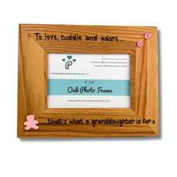 "Granddaughter Personalised Wooden Photo Frame - Grandson Grandchildren Love, Cuddle & Adore Solid Oak 6x4"", 7x5" - thumbnail 3