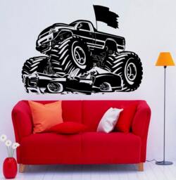 Monster Truck Wall Decal Vinyl Racing Car Sticker Art Murals Garage Interior Removable Home Decor - 6Bmc - thumbnail 1