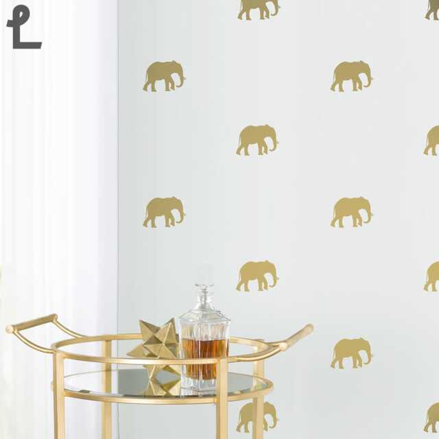 Gold Elephant Wall Decals - Safari Animal Pattern Stickers For Nursery, Bathroom, Bar Cart, Vacation Home Jungle Theme Art Ap0061Nf - image 1