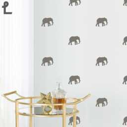 Gold Elephant Wall Decals - Safari Animal Pattern Stickers For Nursery, Bathroom, Bar Cart, Vacation Home Jungle Theme Art Ap0061Nf - thumbnail 2