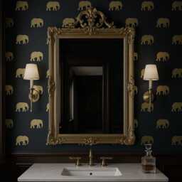Gold Elephant Wall Decals - Safari Animal Pattern Stickers For Nursery, Bathroom, Bar Cart, Vacation Home Jungle Theme Art Ap0061Nf - thumbnail 3