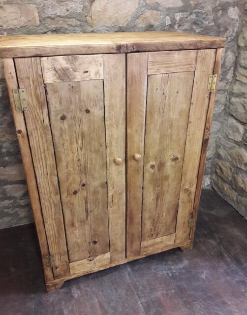 Linen Press Wardrobe Kitchen Cupboard Amoire Handmade Reclaimed Wood Storage - image 1
