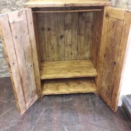 Linen Press Wardrobe Kitchen Cupboard Amoire Handmade Reclaimed Wood Storage - thumbnail 3