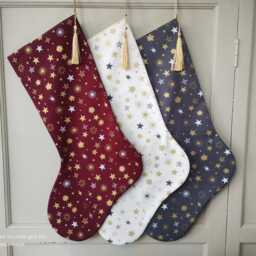 Handcrafted Christmas Stocking - Scandi Style With Gold Accents, Optional Name Tag - thumbnail 3