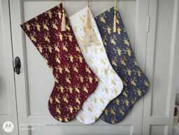 Handcrafted Christmas Stocking - Scandi Style With Gold Accents, Optional Name Tag - thumbnail 1