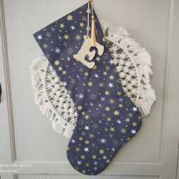 Handcrafted Christmas Stocking - Scandi Style With Gold Accents, Optional Name Tag - thumbnail 4