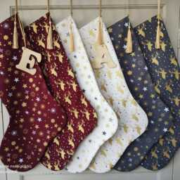 Handcrafted Christmas Stocking - Scandi Style With Gold Accents, Optional Name Tag - thumbnail 2