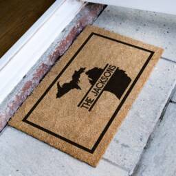 Custom Michigan Doormat - State Family Monogram Personalized Map Closing Gift Silhouette Mat Realtor - thumbnail 2