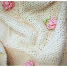 Crochet Baby Blanket, Granny Sqaure Afghan, Girl Newborn Gift, Shower Beanie Swaddle Blanket - thumbnail 4