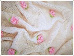 Crochet Baby Blanket, Granny Sqaure Afghan, Girl Newborn Gift, Shower Beanie Swaddle Blanket - thumbnail 1