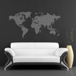 Dotted World Map Wall Decal - Removable Vinyl Sticker A162 - thumbnail 4