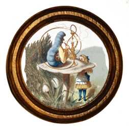 Alice in Wonderland Framed Art Print Illustration, Handmade Wooden Light Oak Picture, Meets The Caterpillar - thumbnail 1