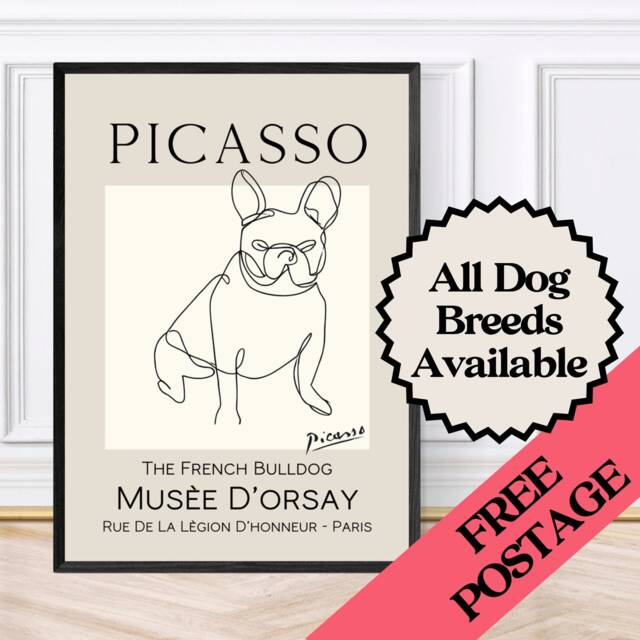 Picasso Style The French Bulldog Wall Art Print, Frenchie Prints, Pet Dog - image 1