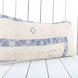 Vintage Turkish Kilim Lumbar Pillow Cover 16x24 Inch, Handmade - thumbnail 2