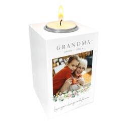 Personalised Photo White Tea Light Holder - Floral Wooden Candle, Custom Keepsake - thumbnail 4